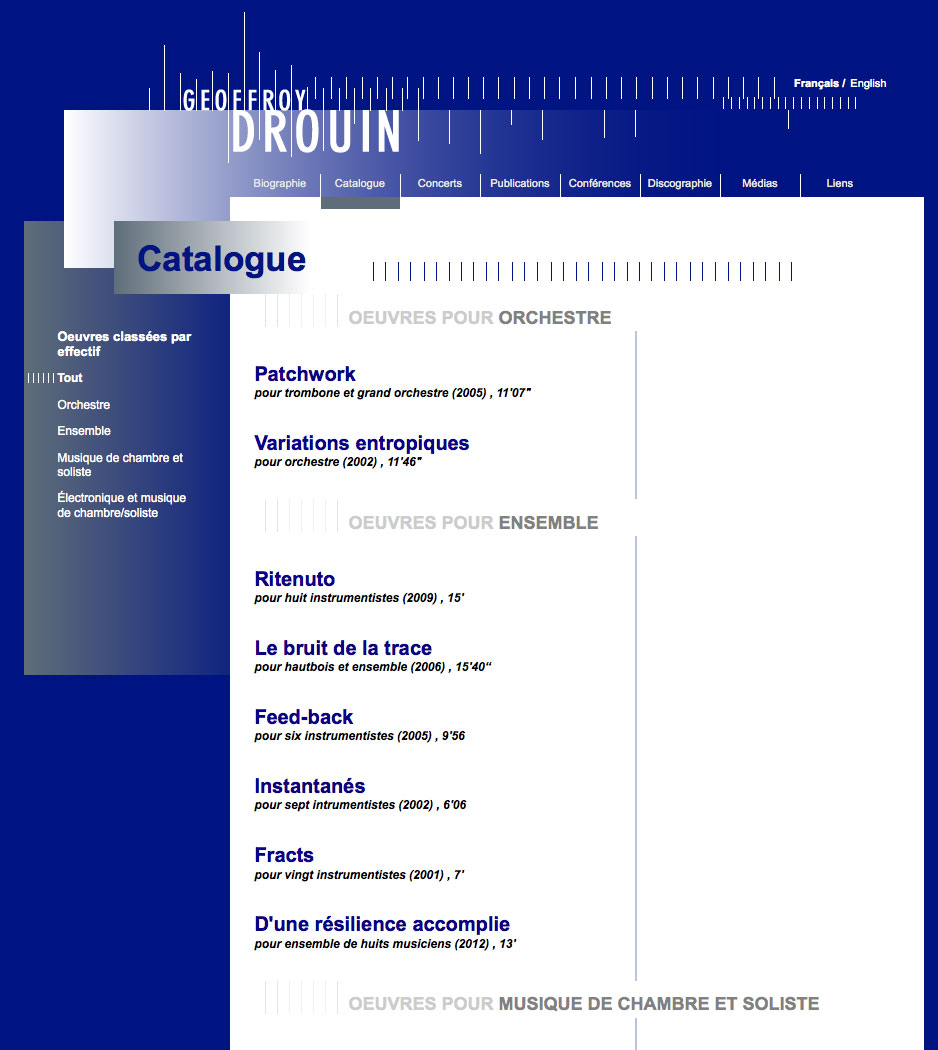 Geoffroy Drouin -  Catalogue